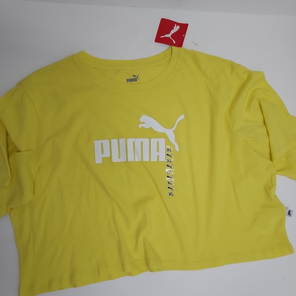 Puma Tops - New Neon Yellow PUMA Crop T - Shirt Size XL